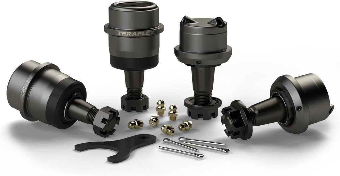 Heavy-duty upper and lower ball joints for a Jeep Wrangler front axle