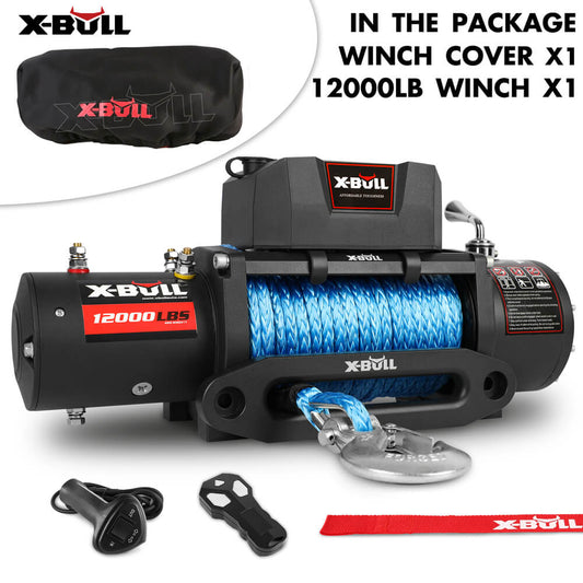 X-BULL 12,000 lb electric winch with synthetic rope
