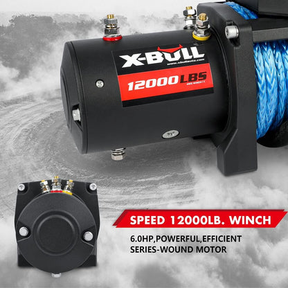 X-BULL 12,000 lb electric winch with synthetic rope, view 8
