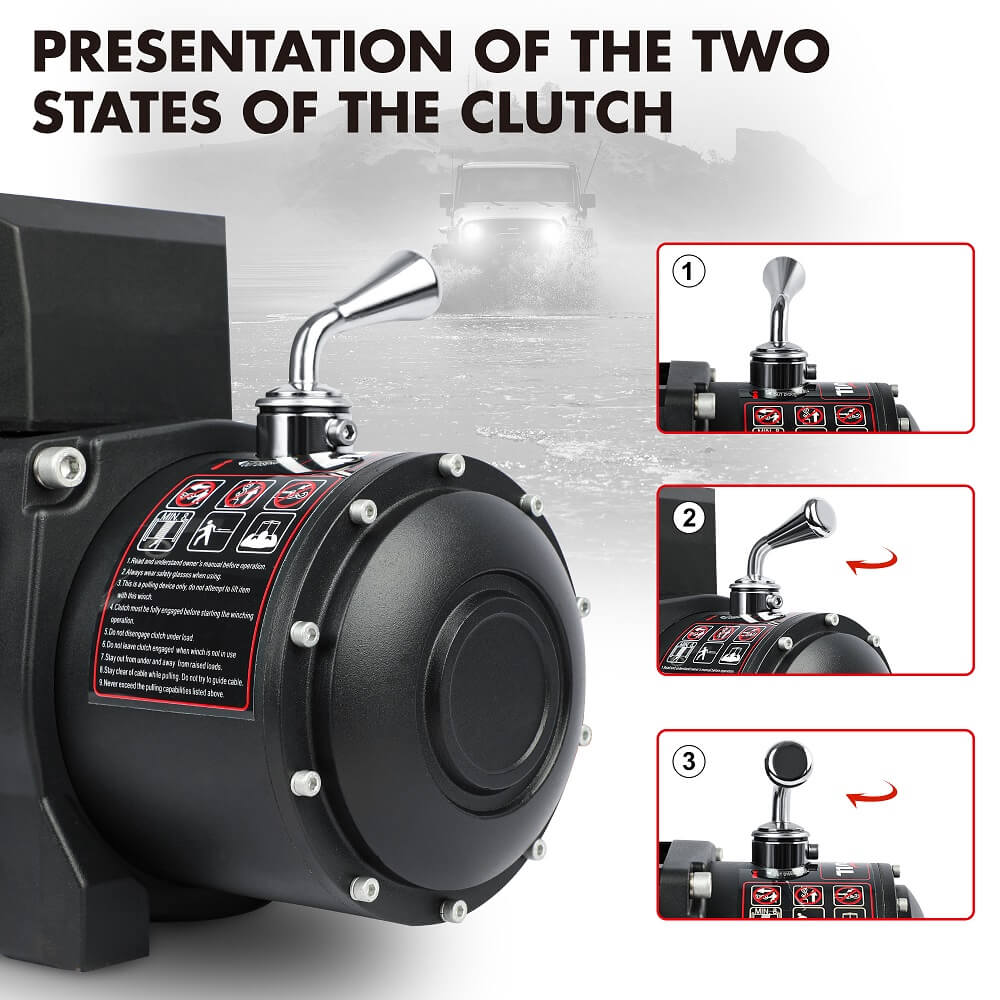 X-BULL 12,000 lb electric winch with synthetic rope, view 9
