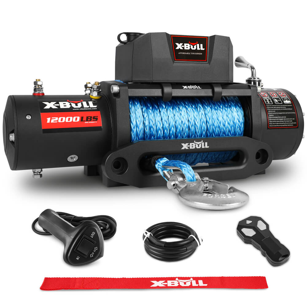 X-BULL 12,000 lb electric winch with synthetic rope, view 10