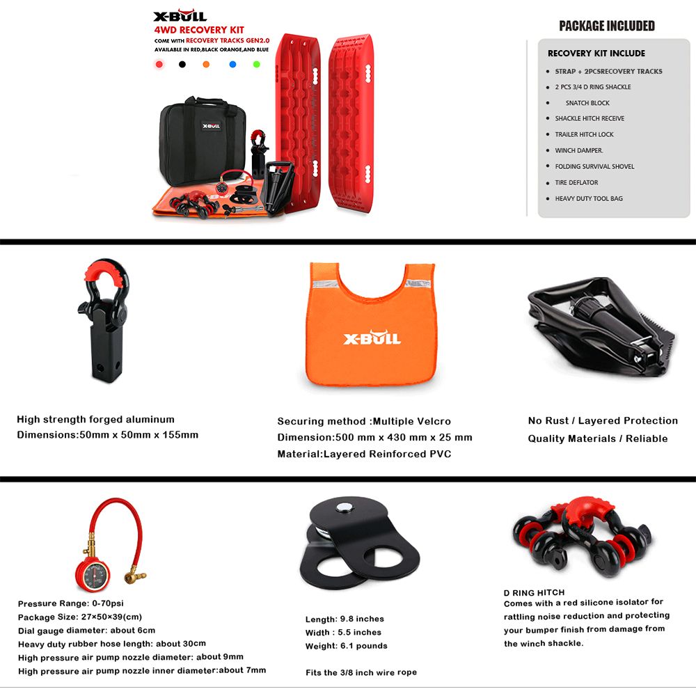 Beach and Sand Recovery Pack, X-BULL 13-piece kit with recovery tracks, view 2