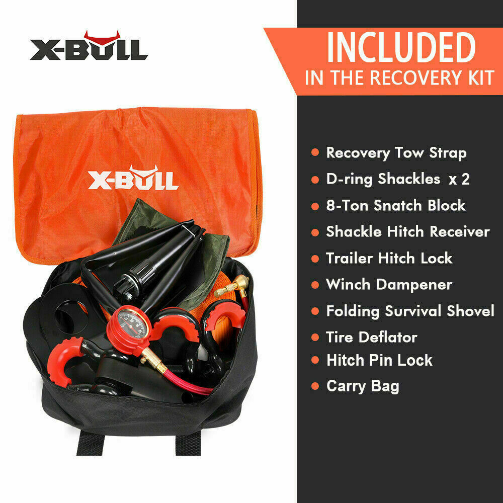 Trail Starter Recovery Pack, X-BULL 11-piece winch recovery kit, view 2