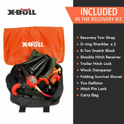 Trail Starter Recovery Pack, X-BULL 11-piece winch recovery kit, view 2