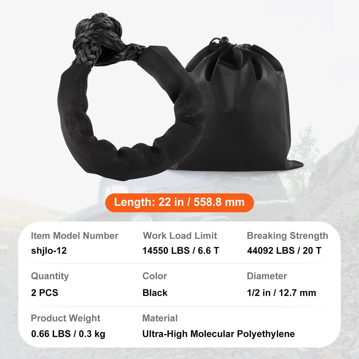 Synthetic soft shackles, 2 pack, black, view 7